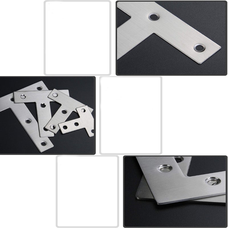 Tiberham T Shaped Repair Plate, Tiberham 120 x 120 mm Stainless Steel Corner Brackets Angle Braces, Heavy Duty Flat Mending Plate Joining Connector Fixing Bracket Support (Pack of 2) - Image 3